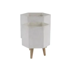 Kirklands Home Planters|Clay and Wood Hexagon Planters, Set of 2 White