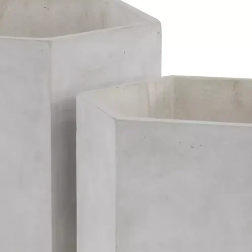 Kirklands Home Planters|Clay and Wood Hexagon Planters, Set of 2 White