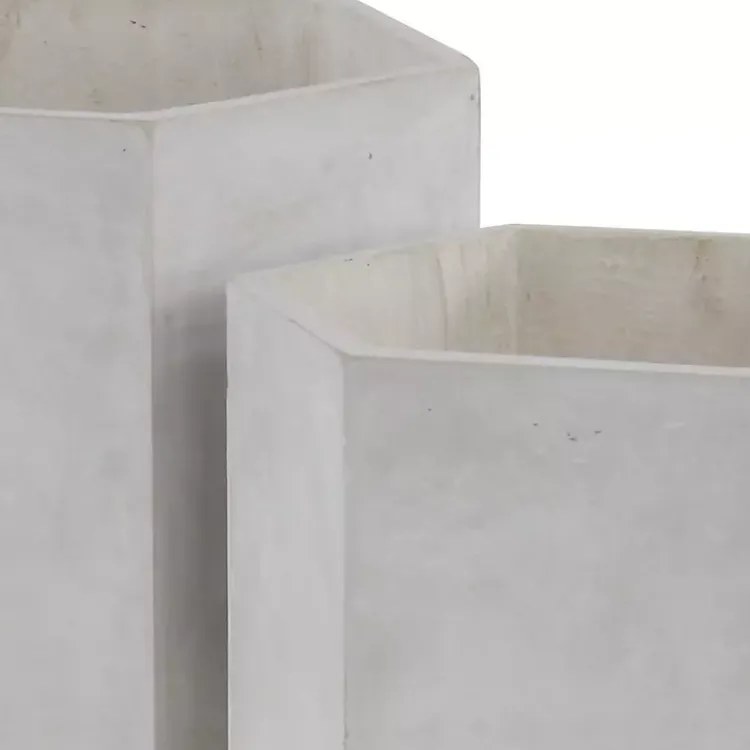 Kirklands Home Planters|Clay and Wood Hexagon Planters, Set of 2 White