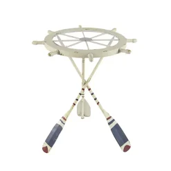 Kirklands Home Accent & End Tables|White Coastal Ship Accent Table