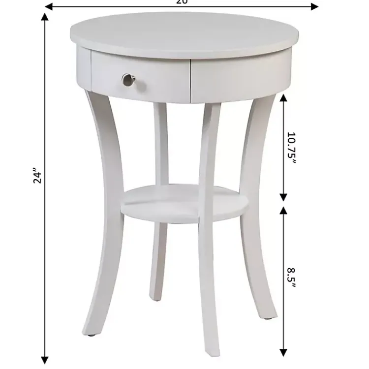 Kirklands Home Accent & End Tables|Curved Legs Round Drawer Accent Table White