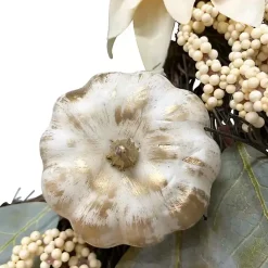 Outlet White Dahlia and Pumpkin Harvest Wreath Fall