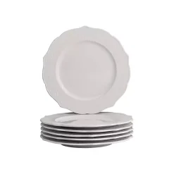 Kirklands Home Dinnerware|Dahlia Embossed Side Plates, Set of 6 White