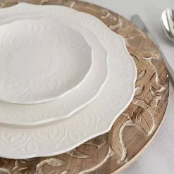 Kirklands Home Dinnerware|Dahlia Embossed Side Plates, Set of 6 White
