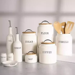 Kirklands Home Kitchen Storage|Debossed Utensil Crock White