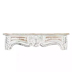 Kirklands Home Shelves|White Distressed Carved Wood Acanthus Wall Shelf