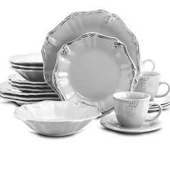 Kirklands Home Dinnerware|White Distressed Floral 20-pc. Dinnerware Set