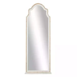 Kirklands Home Decorative Mirrors|White Distressed Wood Arched Wall Mirror