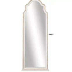 Kirklands Home Decorative Mirrors|White Distressed Wood Arched Wall Mirror
