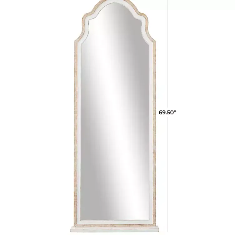 Kirklands Home Decorative Mirrors|White Distressed Wood Arched Wall Mirror