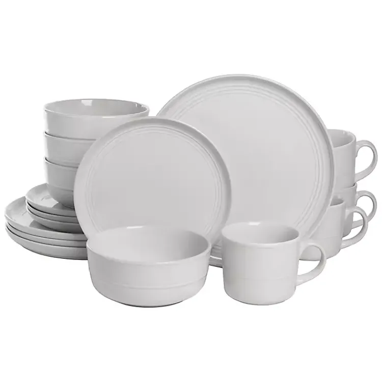Kirklands Home Dinnerware|Double Line 16-pc. Dinnerware Set White