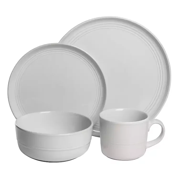 Kirklands Home Dinnerware|Double Line 16-pc. Dinnerware Set White