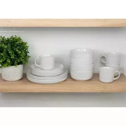 Kirklands Home Dinnerware|Double Line 16-pc. Dinnerware Set White