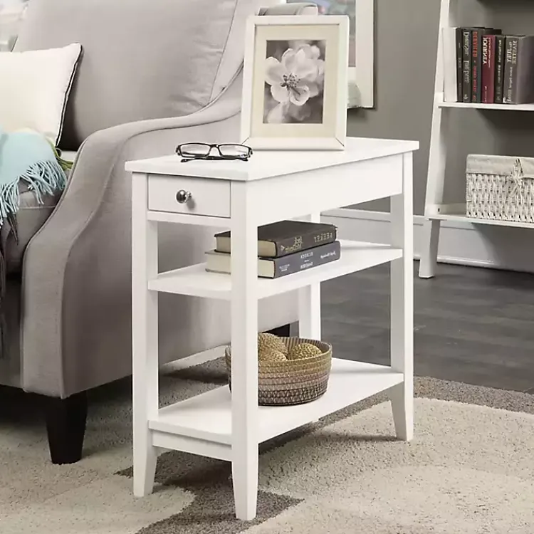 Kirklands Home Accent & End Tables|Double Shelf Wood Accent Table White