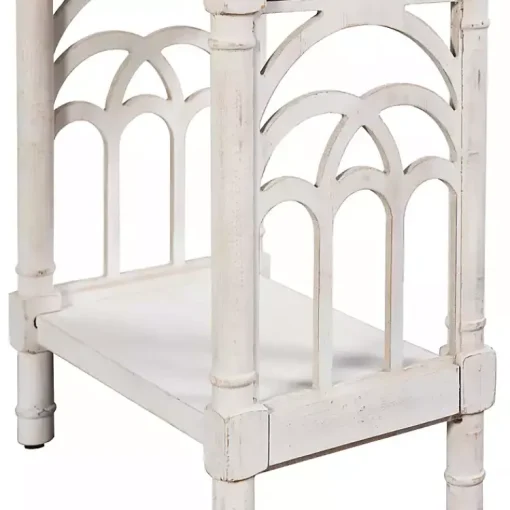 Kirklands Home Accent & End Tables|1-Drawer Cathedral Sides Accent Table White