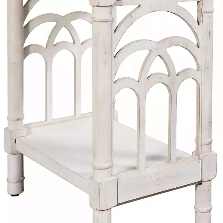 Kirklands Home Accent & End Tables|1-Drawer Cathedral Sides Accent Table White