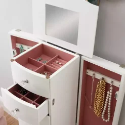 Kirklands Home Dressers & Chests|5-Drawer Jasmine Petite Jewelry Armoire White