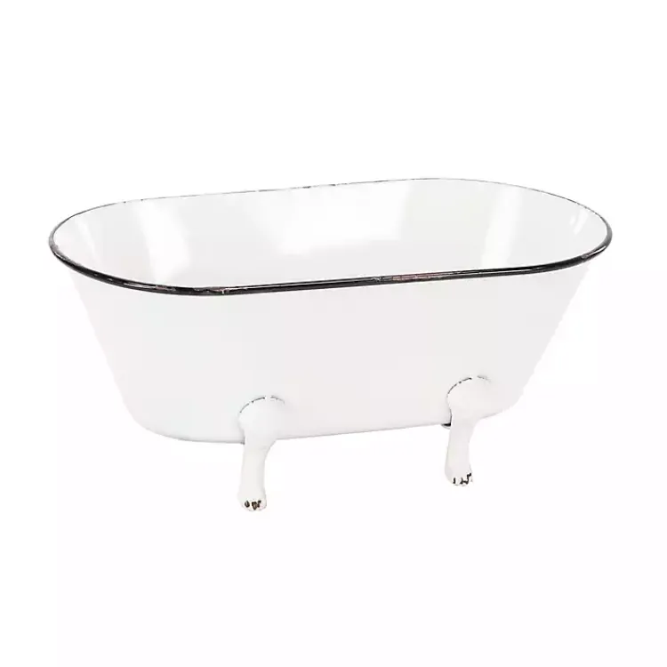 Kirklands Home Planters|White Enamel Metal Tub Planter