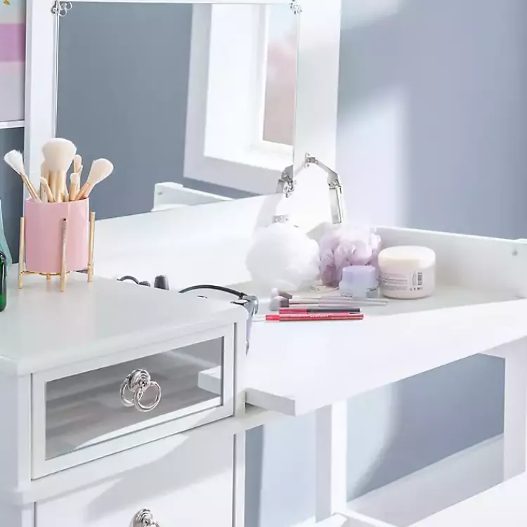 Kirklands Home Dressers & Chests|Eva Mirrored 2-pc. Vanity Set White