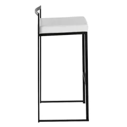 Kirklands Home Bar Stools & Counter Height Stools|Faux Leather Stackable Bar Stools, Set of 2 White