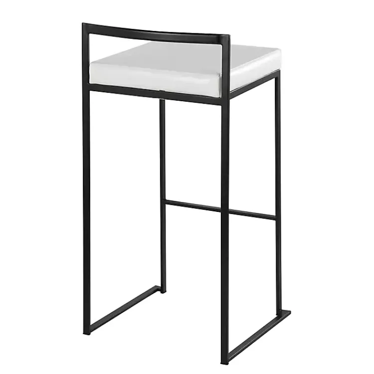 Kirklands Home Bar Stools & Counter Height Stools|Faux Leather Stackable Bar Stools, Set of 2 White