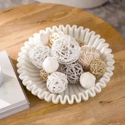 New Faux Marble Scalloped Decorative Bowl Decorative Bowls & Jars