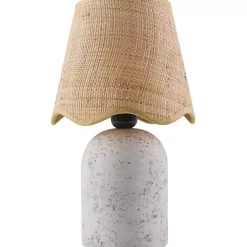 Kirklands Home Table Lamps|Faux Stone Table Lamp with Scalloped Shade White