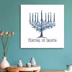 Outlet White Festival of Lights Canvas Art Print Hanukkah Decorations