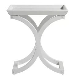 Kirklands Home Accent & End Tables|Fir Wood Curved Tray C-Table White