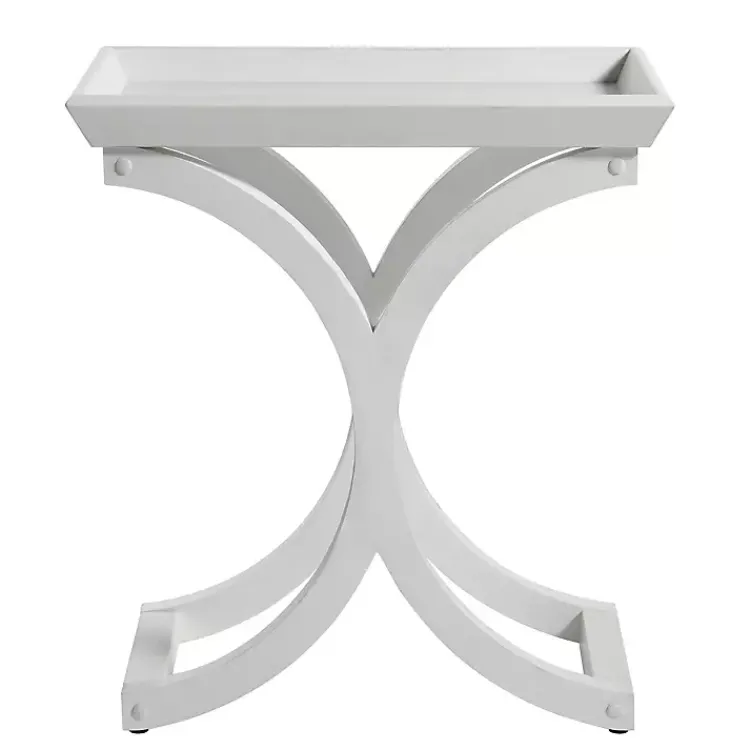 Kirklands Home Accent & End Tables|Fir Wood Curved Tray C-Table White