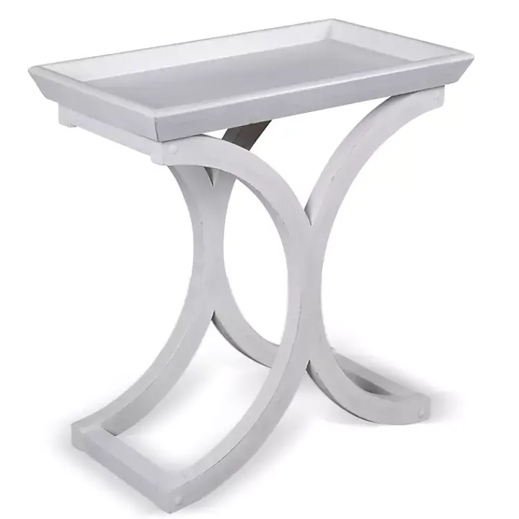 Kirklands Home Accent & End Tables|Fir Wood Curved Tray C-Table White