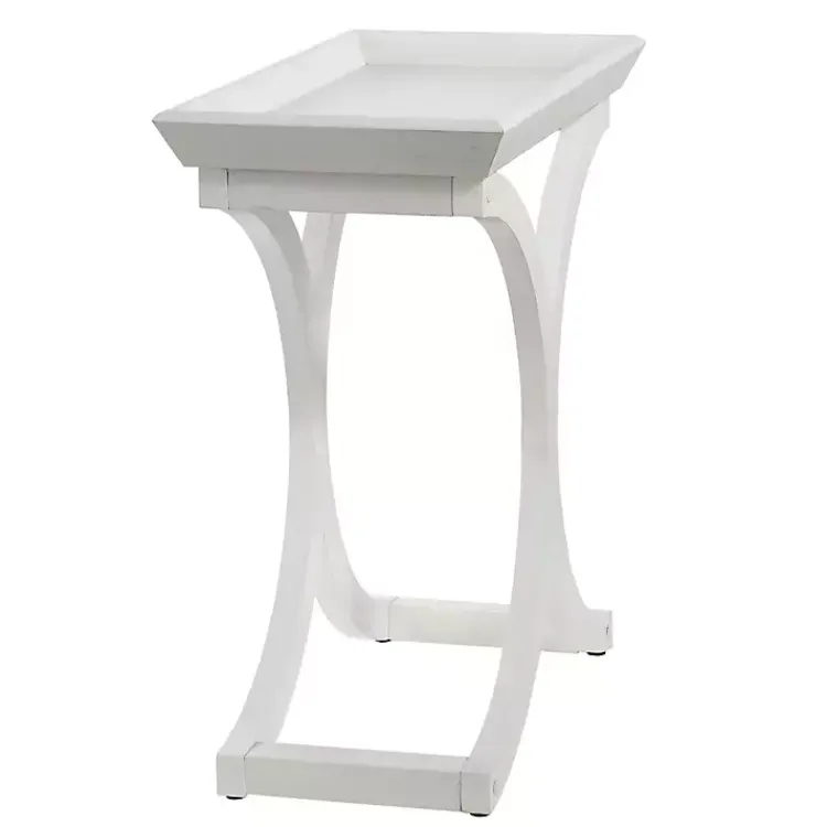 Kirklands Home Accent & End Tables|Fir Wood Curved Tray C-Table White
