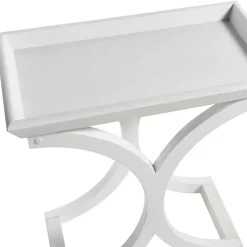 Kirklands Home Accent & End Tables|Fir Wood Curved Tray C-Table White