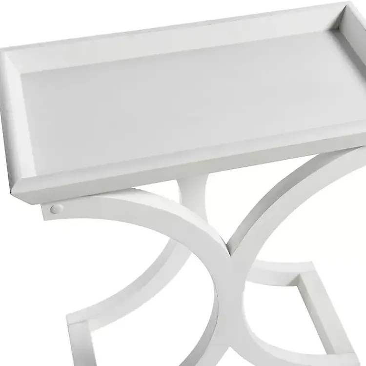 Kirklands Home Accent & End Tables|Fir Wood Curved Tray C-Table White
