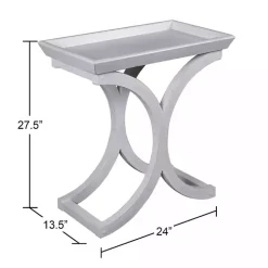 Kirklands Home Accent & End Tables|Fir Wood Curved Tray C-Table White