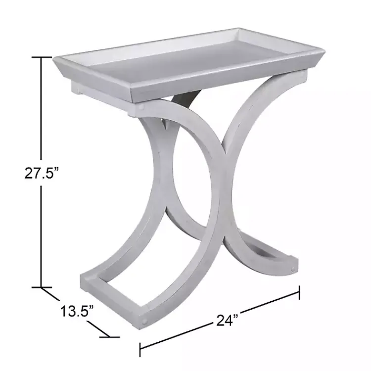 Kirklands Home Accent & End Tables|Fir Wood Curved Tray C-Table White