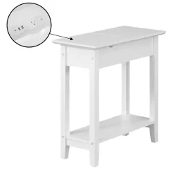 Kirklands Home Accent & End Tables|Flip Top Charging Accent Table White