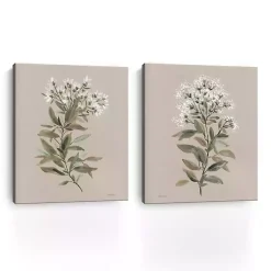 Kirklands Home Canvas Art|White Floral Stem Canvas Art Prints, Set of 2