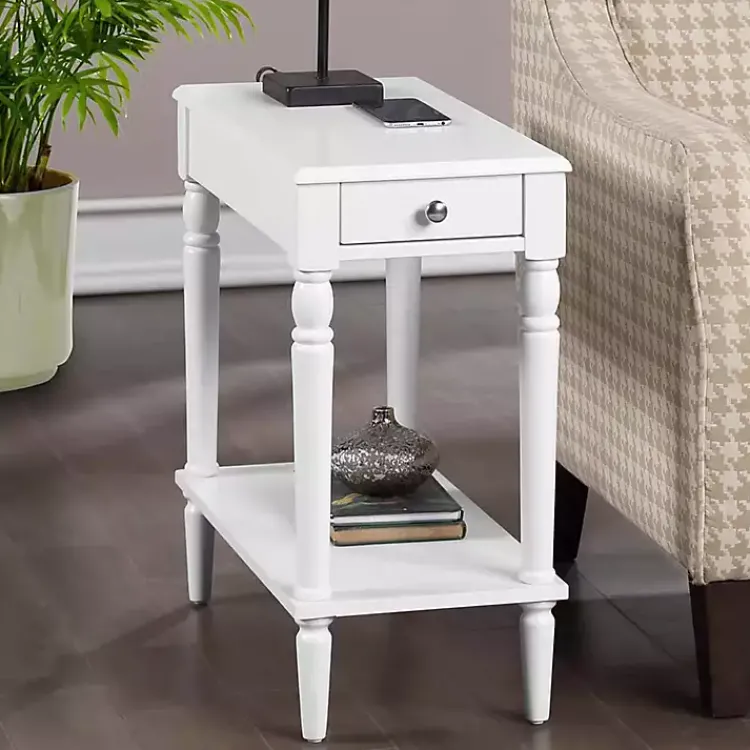 Kirklands Home Accent & End Tables|French Country Single Drawer Accent Table White