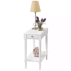 Kirklands Home Accent & End Tables|French Country Single Drawer Accent Table White