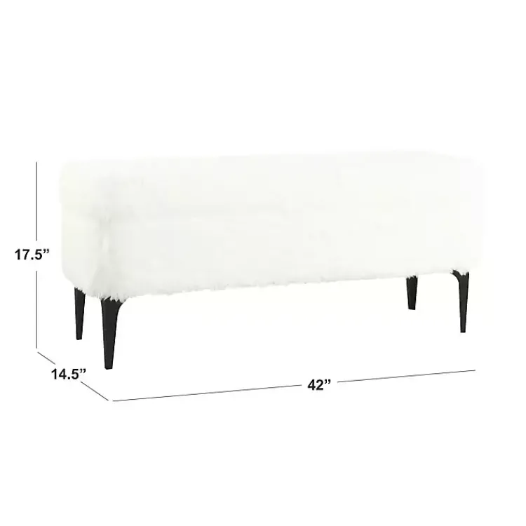 Kirklands Home Benches & Ottomans|Fur Storage Bench White
