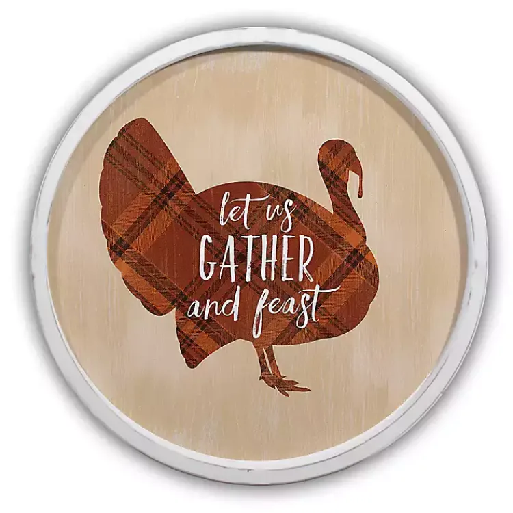 Clearance Gather & Feast Plaid Wall Plaque Fall