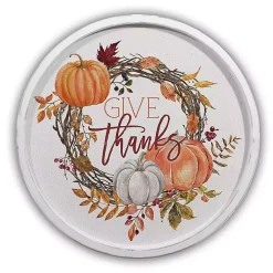 Hot Give Thanks Pumpkin Wreath Wall Plaque Fall