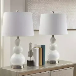 Kirklands Home Table Lamps|Glass Covey Table Lamps, Set of 2 White