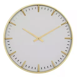 Kirklands Home Clocks|Glass Frame Gold Accent Wall Clock White