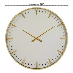 Kirklands Home Clocks|Glass Frame Gold Accent Wall Clock White