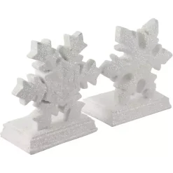 Glitter Snowflake Stocking Holders, Set of 2 Christmas Stockings & Stocking Holders