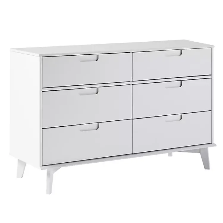 Kirklands Home Dressers & Chests|Grooved Handle 6-Drawer Dresser White