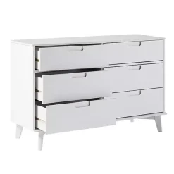 Kirklands Home Dressers & Chests|Grooved Handle 6-Drawer Dresser White