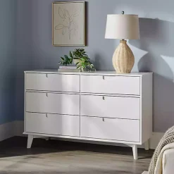 Kirklands Home Dressers & Chests|Grooved Handle 6-Drawer Dresser White